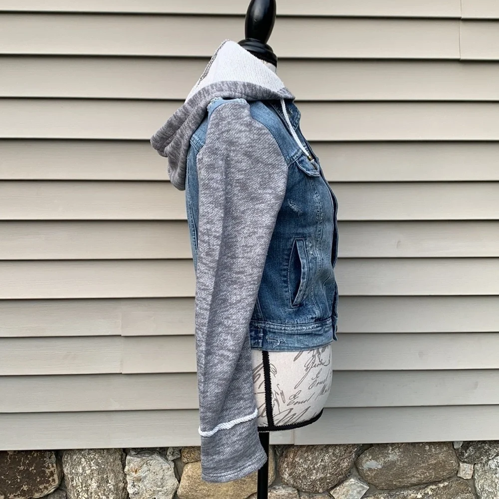 FREE People Denim/Knit Hoodie Jacket in Indie Wash